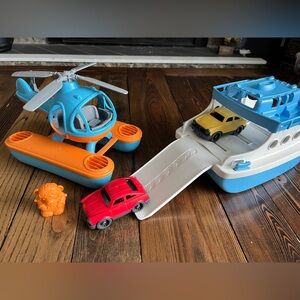 GREEN TOYS • helicopter ferry boat cars recycled sustainable kids imagination